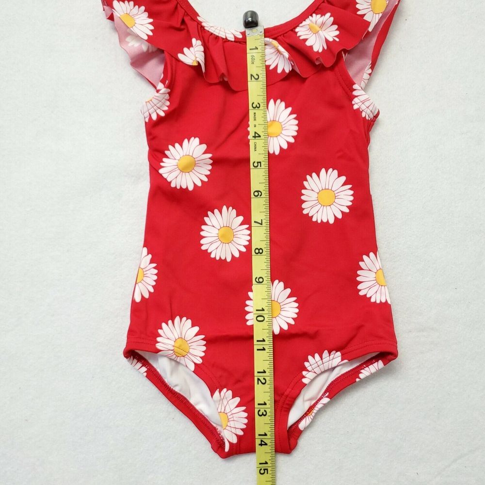 Hanna Andersson Sunblock Swimsuit Sz 2T Red Floral Ruffle One‎ Piece 85 CM - Picture 4 of 9